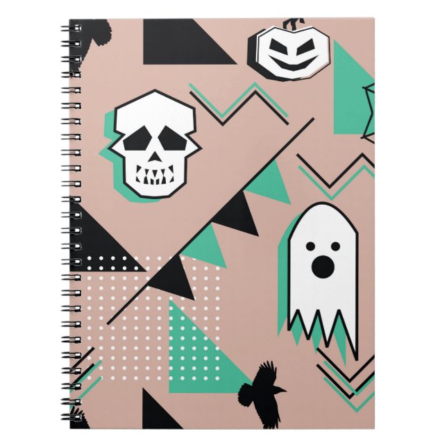 Cuaderno Patrón fantasma,tema de halloween patrón sin fisur (Frente)