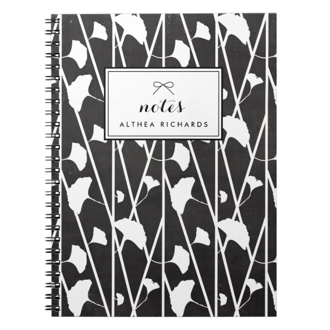 Cuaderno Patrón Faux Chalkboard Floral Vines Personalizado (Frente)