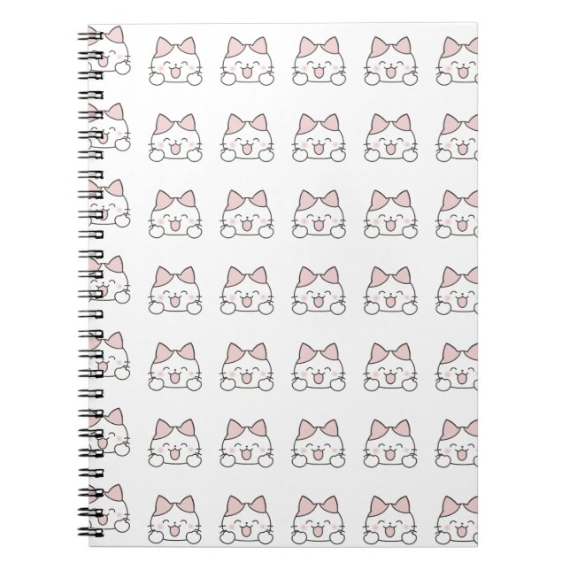 Cuaderno Patrón Feliz de Cara de Gato Kawaii (Frente)