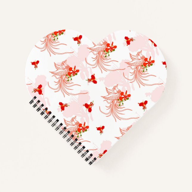 Cuaderno Patrón Fénix Bird Y Phoenix Flower Seamless (Anverso)