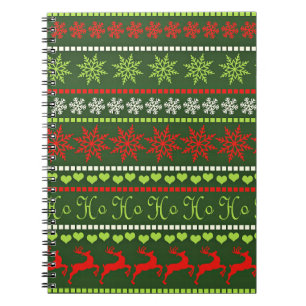 Cuaderno Patrón festivo rojo y verde
