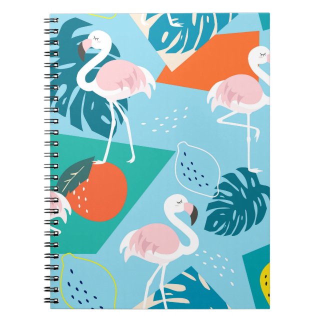 Cuaderno Patrón Flamingo Tropical, Moderno. (Frente)