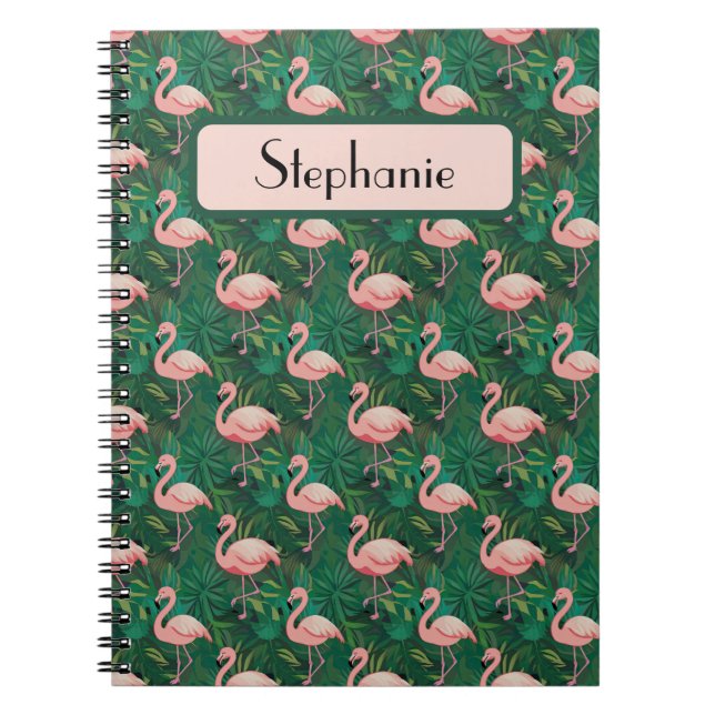 Cuaderno Patrón Flamingo Tropical Personalizado (Frente)