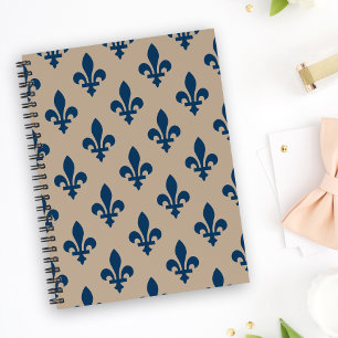 Cuaderno Patrón Fleur de Lis, azul francés real en crema