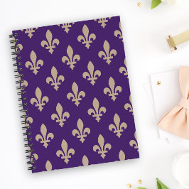 Cuaderno Patrón Fleur de Lis, crema francesa real en morado