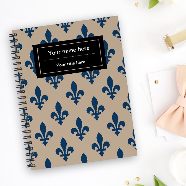 Cuaderno Patrón Fleur de Lis, francés, real, azul marino (Subido por el creador)