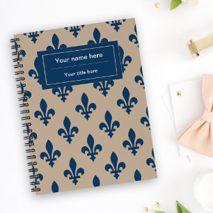 Cuaderno Patrón Fleur de Lis, francés, real, azul marino