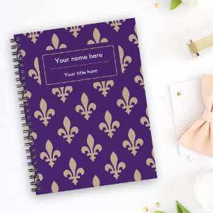 Cuaderno Patrón Fleur de Lis, francés, real, crema, púrpura