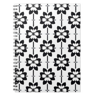 Cuaderno Patrón floral abstracto en blanco y negro