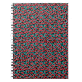 Cuaderno Patrón floral abstracto moderno de amapola roja