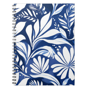 Cuaderno Patrón floral acuarela botánica azul