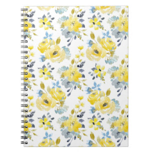 Cuaderno Patrón floral amarillo acuarela