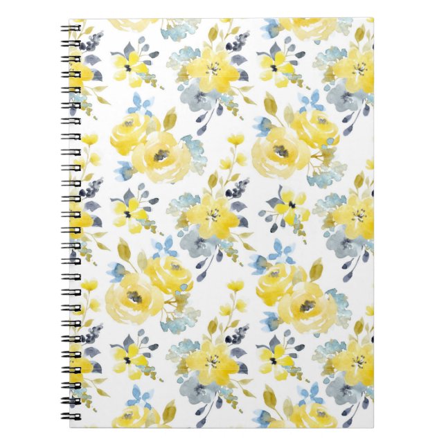 Cuaderno Patrón floral amarillo acuarela (Frente)