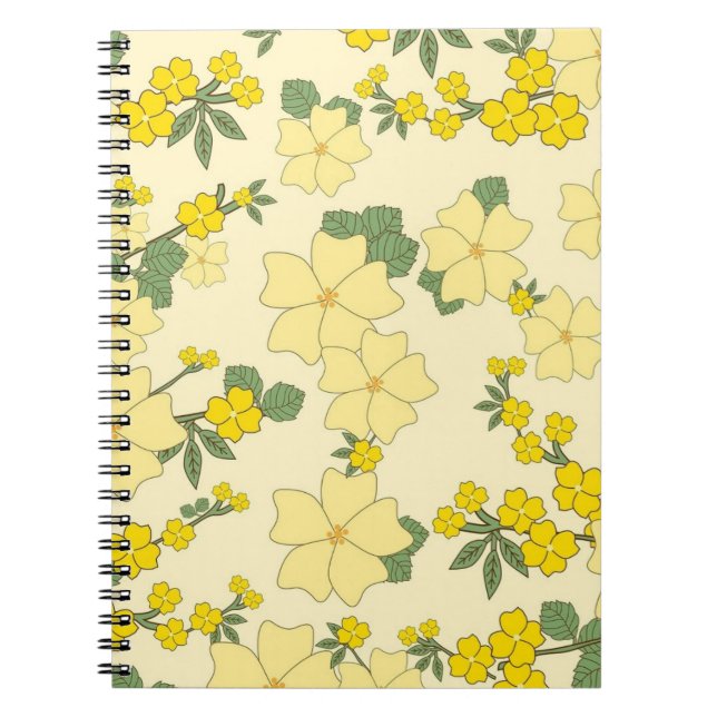 Cuaderno Patrón Floral Amarillo de Primavera (Frente)