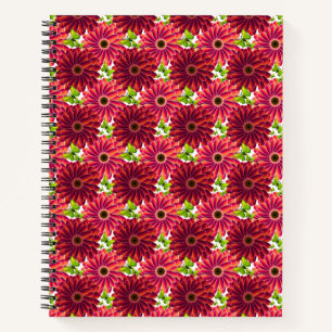 Cuaderno Patrón floral atrevido con mariposas Rojo vibran
