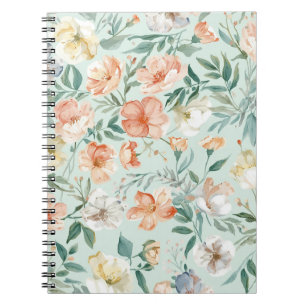 Cuaderno Patrón floral azul acuarela prado flor silvestre