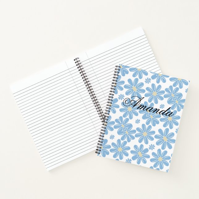 Cuaderno Patrón floral azul - bloc de notas espiral persona (Interior)