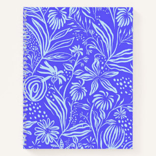 Cuaderno Patrón floral azul brillante-lila