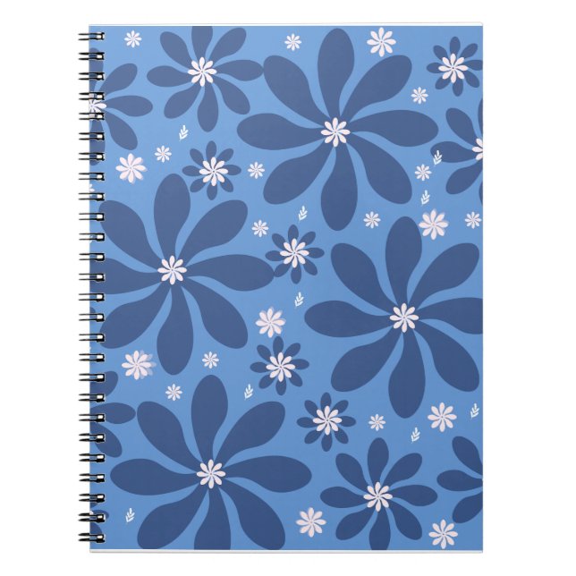 Cuaderno Patrón floral azul - Elegante acceso (Frente)