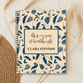 Cuaderno Patrón floral azul inspirado en la cosecha de moda