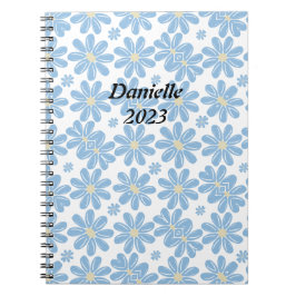 Cuaderno Patrón floral azul: portátil personalizado