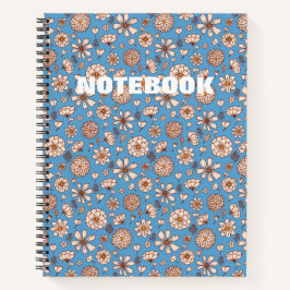 Cuaderno patrón floral azul sin costuras