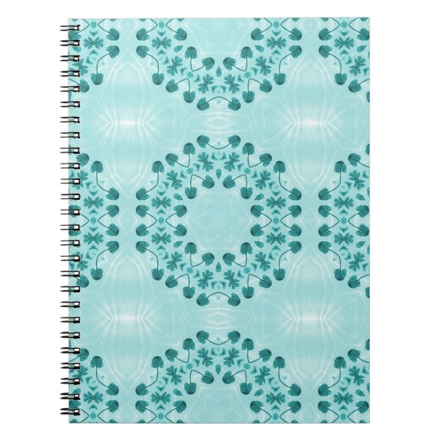 Cuaderno Patrón floral, azul Verde azulado (Frente)