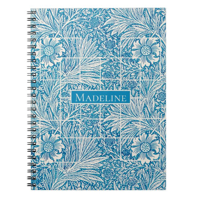 Cuaderno Patrón floral azul y blanco vintage (Frente)