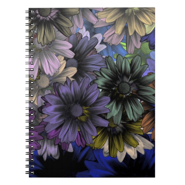Cuaderno Patrón floral azul y naranja (Frente)
