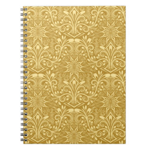 Cuaderno Patrón floral barroco de Damasco dorado