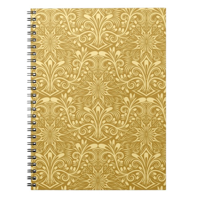 Cuaderno Patrón floral barroco de Damasco dorado (Frente)
