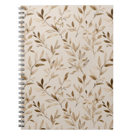 Cuaderno Patrón floral beige de hoja de olivo botánico