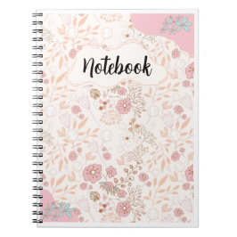 Cuaderno Patrón floral beige rosa - Femenino elegante