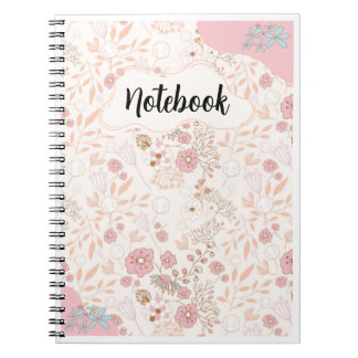 Cuaderno Patrón floral beige rosa - Femenino elegante