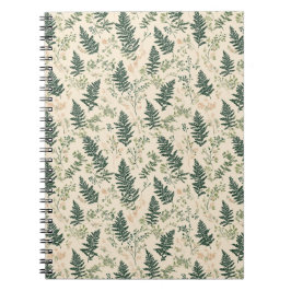 Cuaderno Patrón floral beige verde botánico helecho