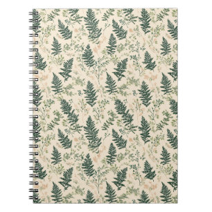 Cuaderno Patrón floral beige verde botánico helecho
