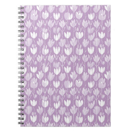 Cuaderno Patrón floral blanco de tulipán lavanda moderno