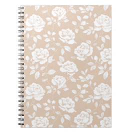 Cuaderno Patrón floral blanco rosa neutral chic