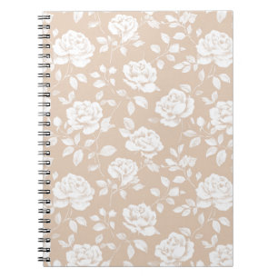 Cuaderno Patrón floral blanco rosa neutral chic