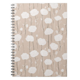 Cuaderno Patrón floral blanco rosa pastel minimalista