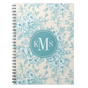 Cuaderno Patrón floral Blue Rose Bouquet Garden