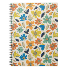 Cuaderno Patrón floral boho dibujado a mano abstracto