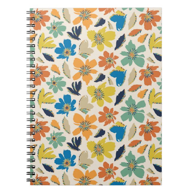 Cuaderno Patrón floral boho dibujado a mano abstracto (Frente)