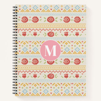 Cuaderno Patrón Floral Boho Nórdico Folk Personalizado