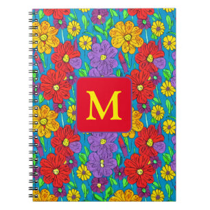 Cuaderno Patrón floral bonito monogramado