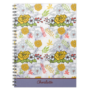 Cuaderno Patrón floral botánico colorido personalizado