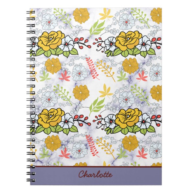 Cuaderno Patrón floral botánico colorido personalizado (Frente)