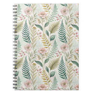 Cuaderno Patrón Floral Botánico de Flor de Rubor Pintado a