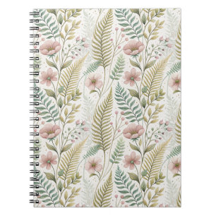 Cuaderno Patrón Floral Botánico de Flor de Rubor Pintado a 