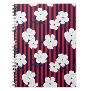 Cuaderno Patrón floral botánico rojo y azul sin costuras co
